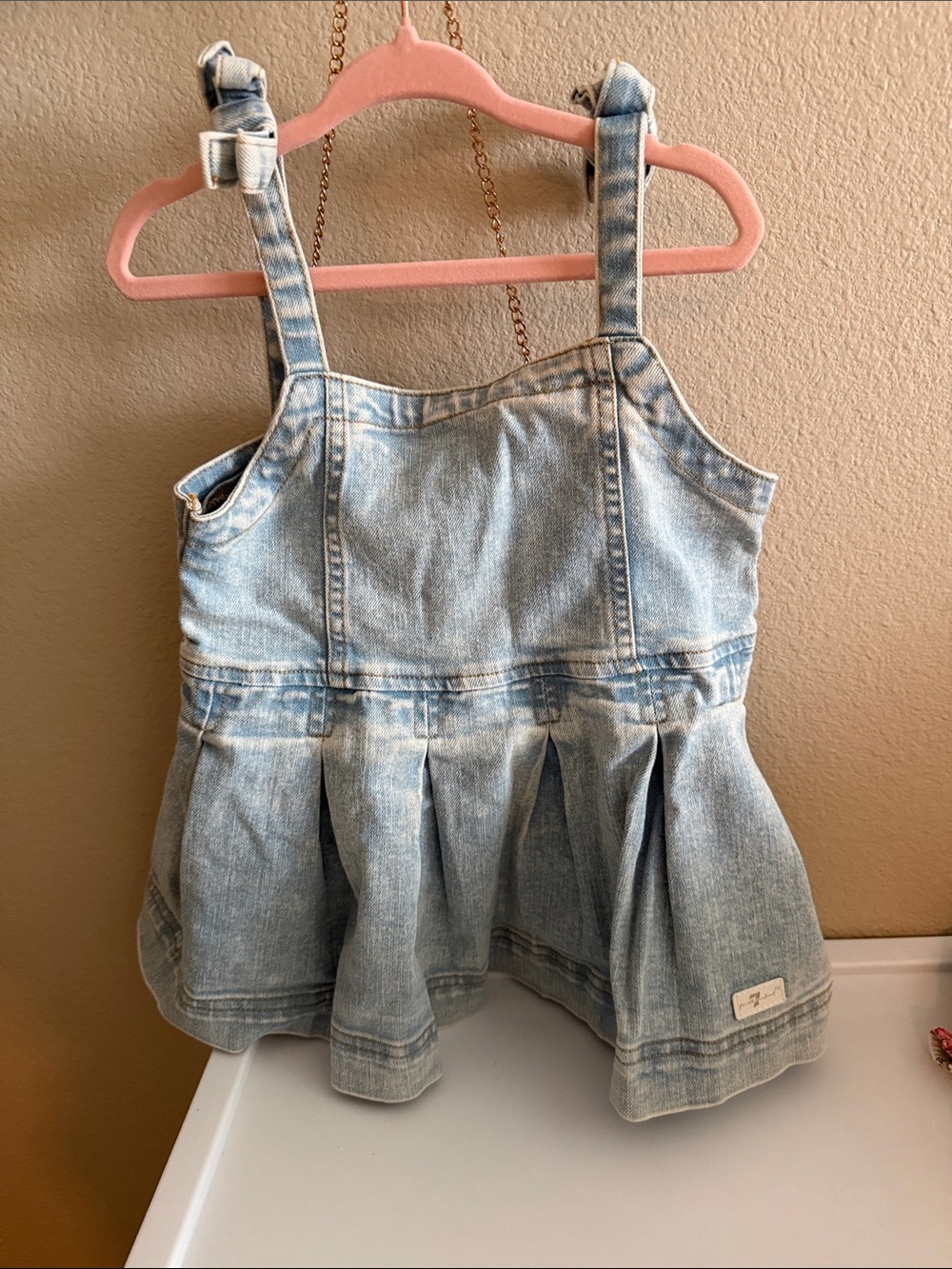 7 For All Mankind Light Blue Denim Skirted Overall Dress